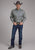 Roper Mens Stretch Medallion Paisley Grey Cotton Blend 1 Pkt L/S Shirt