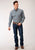 Roper Mens Blue 100% Cotton Geo BD L/S 1 Pocket Shirt