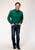 Roper Mens Black Fill Solid Green 100% Cotton L/S Shirt