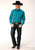 Roper Mens Black Fill Button Teal 100% Cotton L/S Shirt