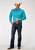 Roper Mens 1943 Solid Poplin Turquoise Cotton Blend Btn L/S Shirt
