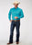 Roper Mens 1943 Solid Poplin Turquoise Cotton Blend Btn L/S Shirt