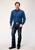 Roper Mens Black Fill Solid Blue 100% Cotton L/S Shirt