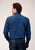 Roper Mens Black Fill Solid Blue 100% Cotton L/S Shirt