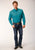 Roper Mens Black Fill Teal 100% Cotton L/S Shirt