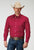 Roper Mens Poplin Stretch Red Cotton Blend L/S Shirt