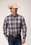 Roper Mens Ranch Plaid Brown 100% Cotton L/S Shirt