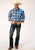 Roper Mens Clear Sky Plaid Blue 100% Cotton L/S Shirt