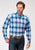 Roper Mens 1945 Poplin Plaid Blue Cotton Blend Btn L/S Shirt