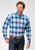 Roper Mens 1945 Poplin Plaid Blue Cotton Blend Btn L/S Shirt