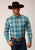 Roper Mens Sandy Plaid Turquoise 100% Cotton L/S Shirt