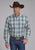 Roper Mens Dungaree Plaid Blue 100% Cotton Btn L/S Shirt
