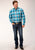 Roper Mens Turquoise 100% Cotton Deep Pool BD L/S 1 Pkt Shirt
