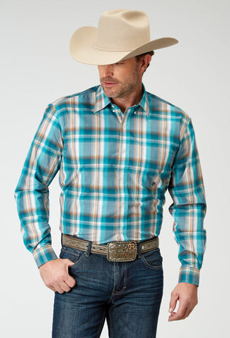 Roper Mens Waters Edge Plaid Multi-Color 100% Cotton L/S Shirt