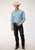 Roper Mens Blue Cotton Blend Stretch Check BD L/S 1 Pkt Shirt