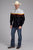 Roper Mens Sunset Horse Border Black/White 100% Cotton L/S Shirt