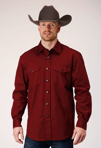 Roper Mens Brush Twill Rust 100% Cotton L/S Shirt XL