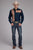 Roper Mens 2136 Aztec Border Blue 100% Cotton L/S Shirt