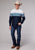 Roper Mens 1994 Aztec Border Blue 100% Cotton L/S Shirt