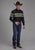Roper Mens Aztec Border Navy 100% Cotton L/S Shirt