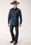 Roper Mens Turquoise 100% Cotton Blanket Horizontal L/S Snap Shirt