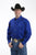 Roper Mens Blue 100% Cotton L/S Tall Solid Poplin Long Tail Western Shirt