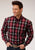 Roper Mens Saddle Plaid Red 100% Cotton L/S Shirt