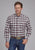 Roper Mens 2164 Stretch Plaid Brown Cotton Blend Tall L/S Shirt