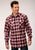 Roper Mens Red/White 100% Cotton Unlined Flannel Plaid L/S Tall Shirt