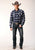 Roper Mens Tall Unlined Plaid Blue 100% Cotton L/S Shirt
