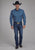Roper Mens 2163 Diamond Print Blue Cotton Blend Tall L/S Shirt