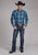 Roper Mens 2247 Cobalt Plaid Blue 100% Cotton Tall L/S Shirt