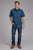 Roper Mens 2350 Diamond Print Blue 100% Cotton S/S Shirt