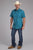 Roper Mens Denim Paisley Print Blue 100% Cotton S/S Shirt