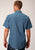 Roper Mens Mini Aztec Blue 100% Cotton S/S Shirt