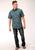 Roper Mens Lucky Tropical Print Green 100% Cotton S/S Shirt