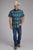 Roper Mens Horizontal Navajo Aztec Blue/Red 100% Cotton S/S Shirt
