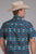 Roper Mens Horizontal Navajo Aztec Blue/Red 100% Cotton S/S Shirt