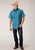 Roper Mens 1481 Texture Aztec Blue 100% Cotton S/S Shirt
