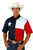 Roper Mens Texas Pieced Flag Navy 100% Cotton L/S Shirt