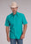 Roper Mens 2509 Solid Stretch Poplin Turquoise Cotton Blend S/S Shirt