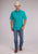 Roper Mens 2509 Solid Stretch Poplin Turquoise Cotton Blend S/S Shirt