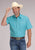 Roper Mens 2510 Stretch Mini Check Turquoise Cotton Blend S/S Shirt