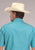 Roper Mens 2510 Stretch Mini Check Turquoise Cotton Blend S/S Shirt