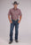 Roper Mens 2510 Stretch Mini Check Wine Cotton Blend S/S Shirt