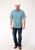 Roper Mens Teal Cotton Blend Arrow Rope BD S/S 1 Pkt Shirt