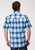 Roper Mens 1945 Poplin Plaid Blue Cotton Blend Btn S/S Shirt