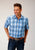 Roper Mens Cornflower Plaid Blue 100% Cotton S/S Shirt