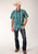 Roper Mens 1475 Aztec Stripe Green 100% Cotton S/S Shirt