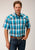 Roper Mens 1454 Deep Pool Ombre Turquoise 100% Cotton Tall S/S Shirt